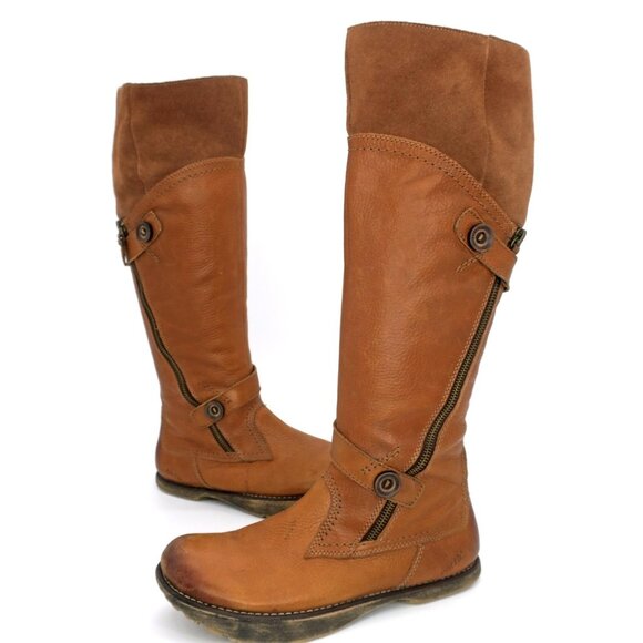 EARTH KALSO Prance Knee-High Brown Women's 6.5 B Tall Riding Boots Negative Heel - Picture 1 of 13